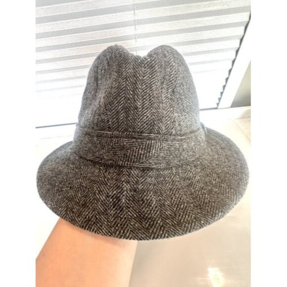 Pendleton Fedora Hat Cap Gray Wool Tweed Made In USA 22in Classic Professor Warm - Picture 9 of 9